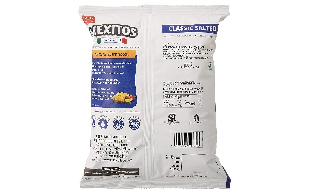 Parle Mexitos Nacho Chips    Pack  70 grams